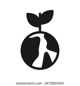 Simple leaf globe design, spring icon vector illustration
