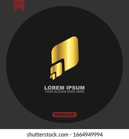 Simple Leaf Gold concept logo icon template vector illustration design