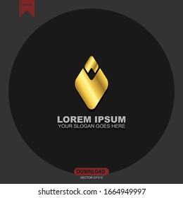 Simple Leaf Gold concept logo icon template vector illustration design