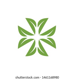 simple leaf green logo template