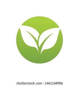 simple leaf green logo template