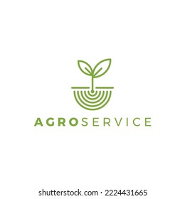Simple Leaf Grwoth Logo Design in Green Line Vector