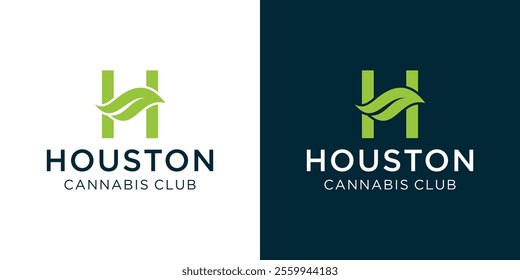 Simple leaf and H logo, Letter H nature, letter H leaf logo