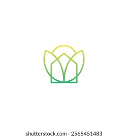 simple leaf home logo vector design. sun home nature icon