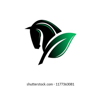 simple Leaf horse logo icon
