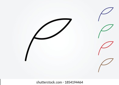 A simple leaf icon with lines on white background