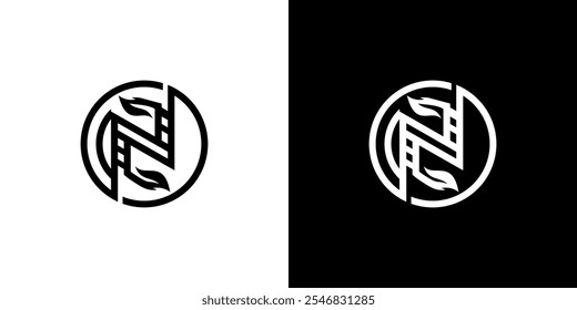 simple leaf and letter logo vector