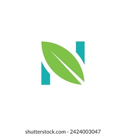 Simple Leaf letter N logo