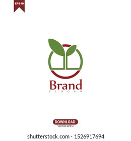 Simple leaf logo combine circle concept logo vector template design