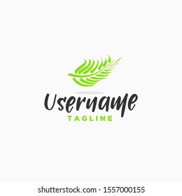 simple leaf logo design inspiration . fern logo design inspiration . fern leaf logo template . hipster style