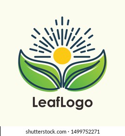 simple leaf logo design template 