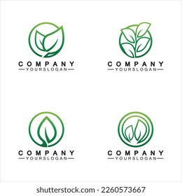 Simple leaf logo inside circle with minimal line art design style