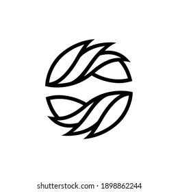 simple leaf logo line design black color, nature, and environment template