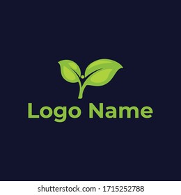 Simple leaf logo template, nature logo