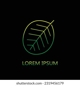 simple leaf logo vector, isolated on black.