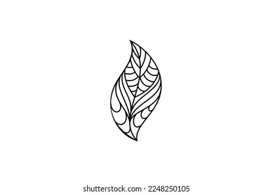 Simple leaf logo with zentangle design style