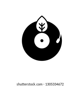 Simple Leaf Music CD Vinyl Record Eco Nature Music. Can use for icon or logo