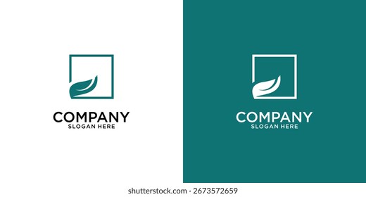Simple leaf nature logo design with modern concept premium vector