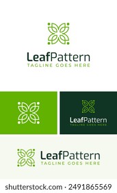 Simple Leaf Pattern Mandala Health Medic Logo Design Branding Template