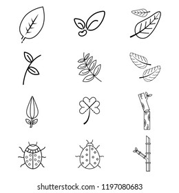 Simple leaf plant nature icon environment black white object leaves icons natural farm wood thin outline vector shape style isolated tree cutting bamboo pest bugs line flower plants floral set symbol