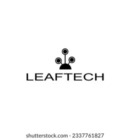 Simple  leaf technology logo design template.vector