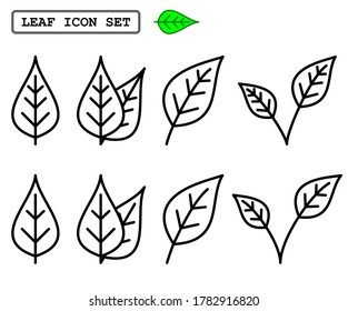 Simple leaf vector icon set.