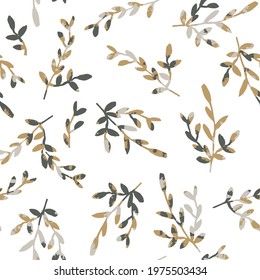 Simple Leaf vector repeat pattern. Abstract Green and Yellow autumn leaf Background.