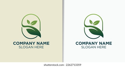 simple leaf vintage logo template, nature logo inspiration 