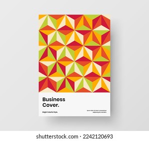Simple leaflet A4 design vector template. Minimalistic mosaic pattern company brochure illustration.
