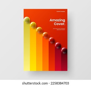 Simple leaflet A4 design vector layout. Colorful 3D spheres booklet template.