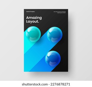 Simple leaflet A4 vector design illustration. Original realistic balls cover template.