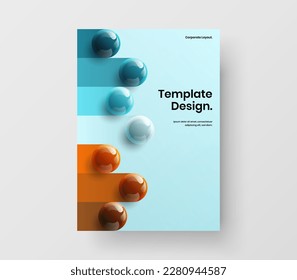 Simple leaflet A4 vector design template. Multicolored realistic balls booklet layout.