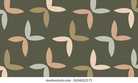 Simple leaf-like trios arranged symmetrically across a dark base, perfect for abstract botanical and decorative use.