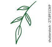 Simple leafy sprig branch outline minimalist line art graphic