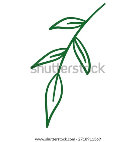 Simple leafy sprig branch outline minimalist line art graphic