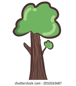 simple leafy tree illustration with dry tree branches