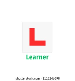 simple learner driver plate icon. cartoon flat style trend modern driving school logotype graphic art design element. concept of badge for vehicle control education or exam or learning for chauffeur