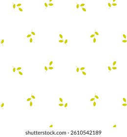 Simple leaves branches seamless pattern. Natural botanical vector seamless pattern with tiny green leaves. Perfect for clothing, textile, fabric, packaging design, wallpaper and so on