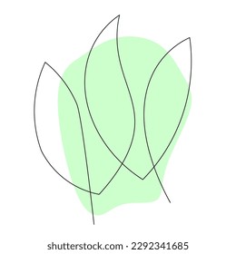 Simple leaves continuous single line drawing. Vector illustration for botanical image element design concept