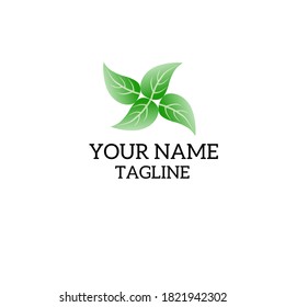 Simple leaves logo design template