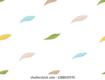 Simple leaves pattern. Seamless vector white background