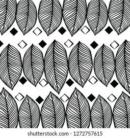 Simple leaves pattern. Summer print. Vector illustration