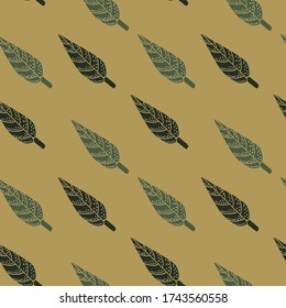 Papel tapiz de patrón de hojas simples en colores verde y ocra. Perfecto para textil, envoltura. etc.