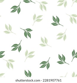 Simple leaves Seamless pattern. Decorative forest leaf endless wallpaper. Organic background. Design for fabric, textile print, wrapping, cover. Vector illustration.