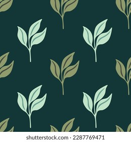 Simple leaves Seamless pattern. Decorative forest leaf endless wallpaper. Organic background. Design for fabric, textile print, wrapping, cover. Vector illustration.