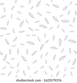 Simple leaves seamless pattern. Leaf background. Abstract foliage wallpaper. Vintage engraved style. Vector illustration