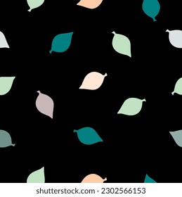 Simple leaves seamless pattern pastel color for fabric or wallpaper on black background
