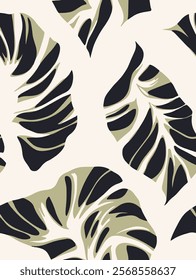 Simple leaves shape seamless pattern. Organic f,art deco style, modern elements, geometric shapes.