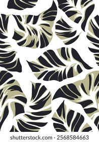 Simple leaves shape seamless pattern. Organic ,art deco style, modern elements, geometric shapes.