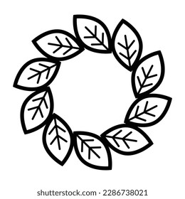 Simple leaves vector icon design. Circle flat icon.